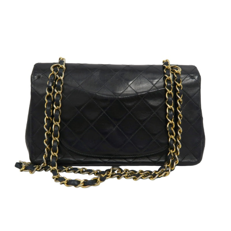 CHANEL Matelasse Classic Flap Shoulder Bag Lambskin Black Gold Hardware