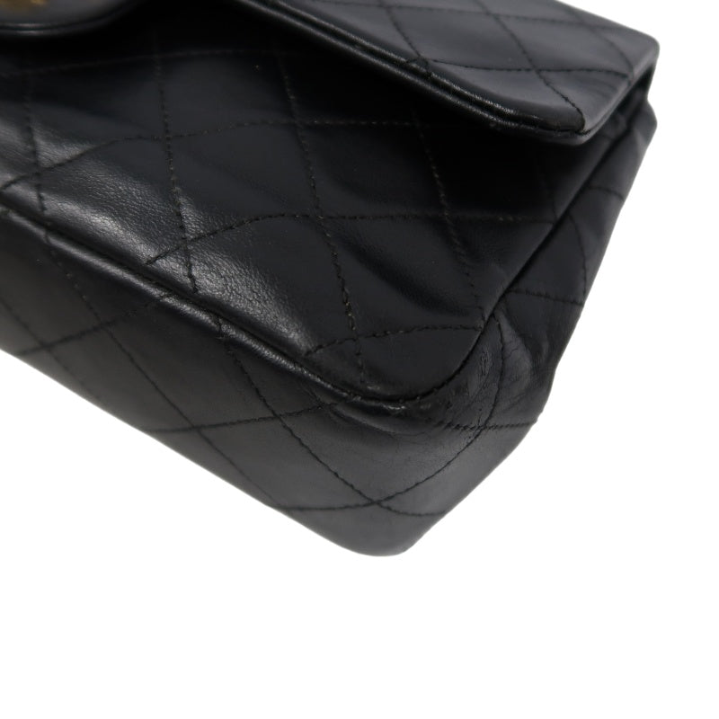 CHANEL Matelasse Classic Flap Shoulder Bag Lambskin Black Gold Hardware