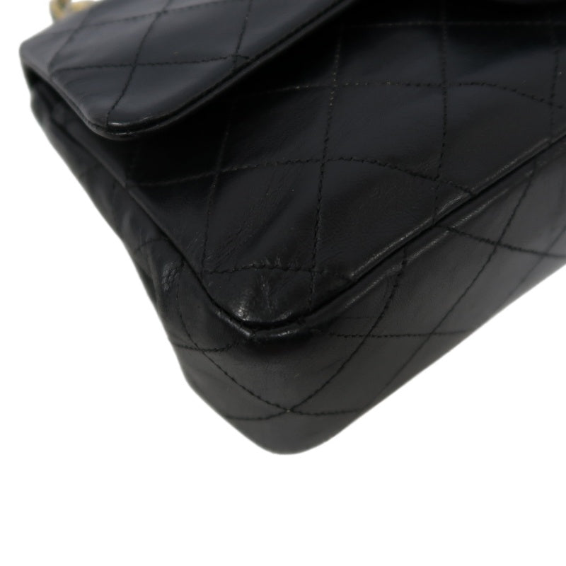 CHANEL Matelasse Classic Flap Shoulder Bag Lambskin Black Gold Hardware