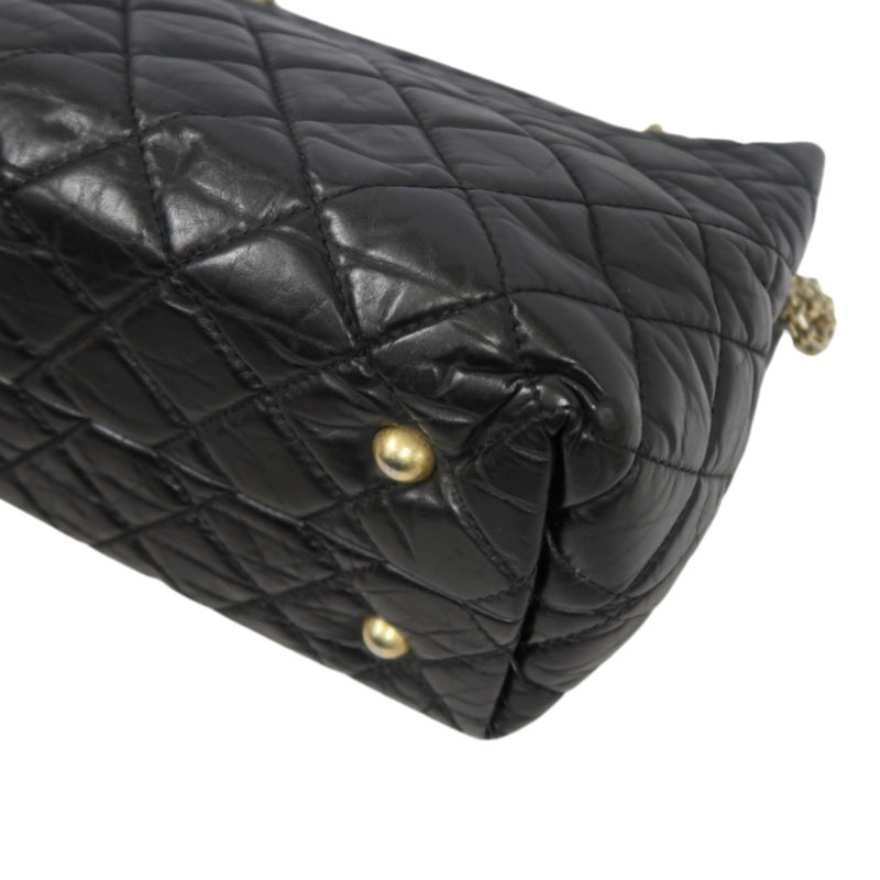 CHANEL Matelassé 2.55 Tote Bag Calfskin Black Gold Hardware