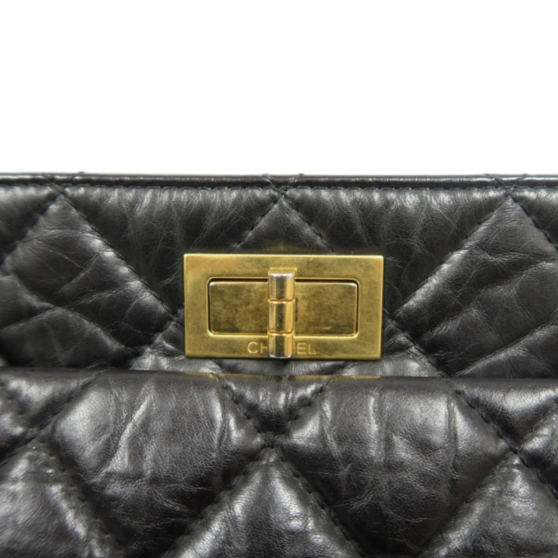 CHANEL Matelassé 2.55 Tote Bag Calfskin Black Gold Hardware
