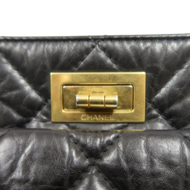 CHANEL Matelassé 2.55 Tote Bag Calfskin Black Gold Hardware