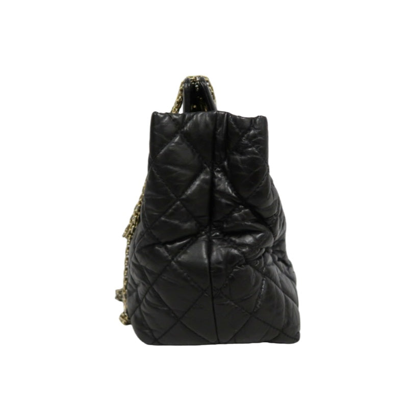 CHANEL Matelassé 2.55 Tote Bag Calfskin Black Gold Hardware