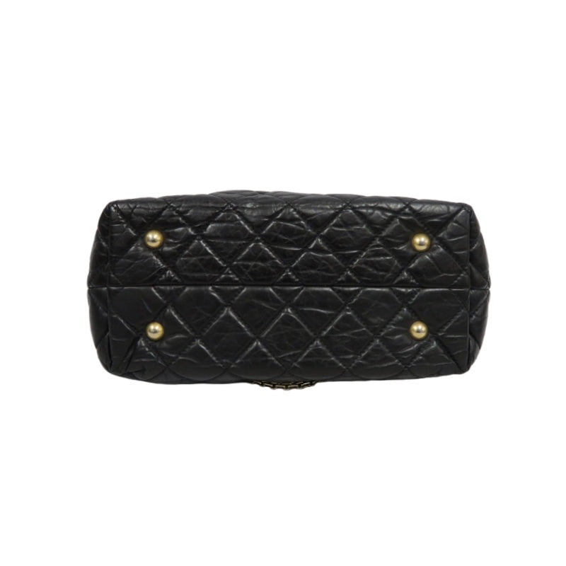 CHANEL Matelassé 2.55 Tote Bag Calfskin Black Gold Hardware