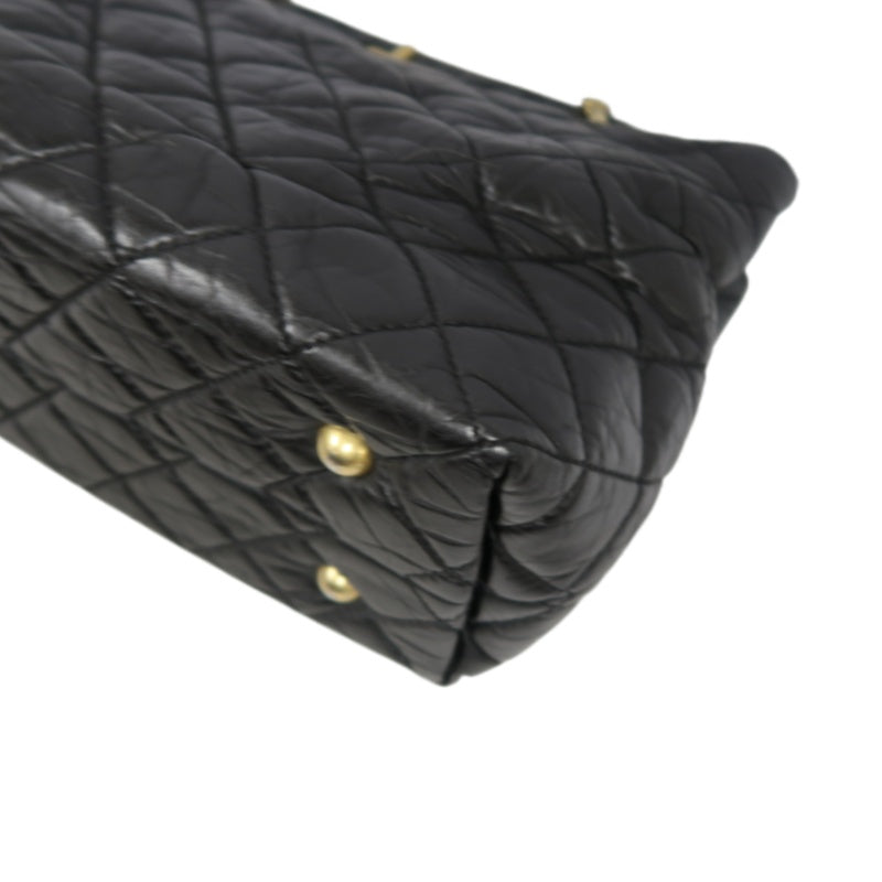 CHANEL Matelassé 2.55 Tote Bag Calfskin Black Gold Hardware