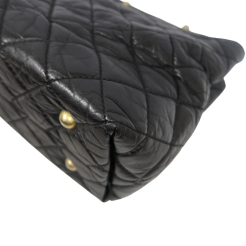 CHANEL Matelassé 2.55 Tote Bag Calfskin Black Gold Hardware