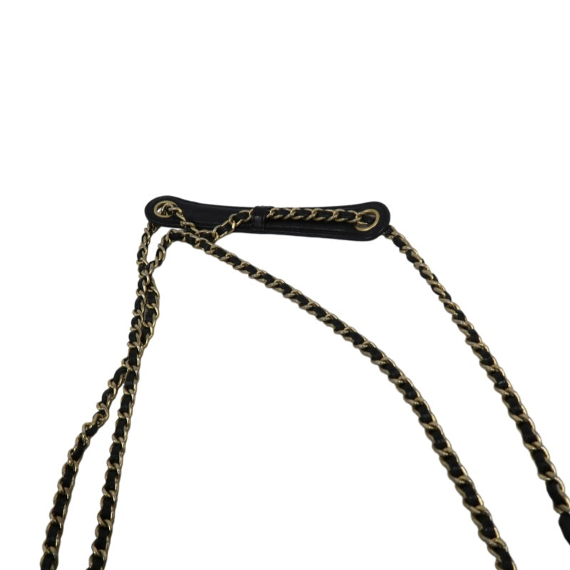 CHANEL Matelassé Chain Tote Shoulder Bag Lambskin Black Large Double CC Logo