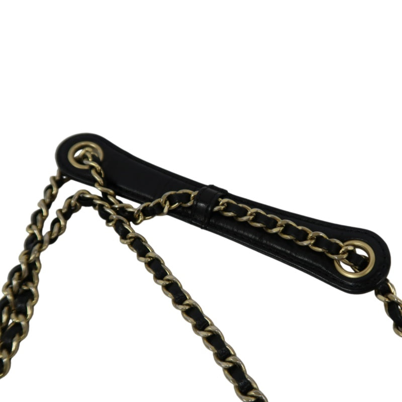 CHANEL Matelassé Chain Tote Shoulder Bag Lambskin Black Large Double CC Logo