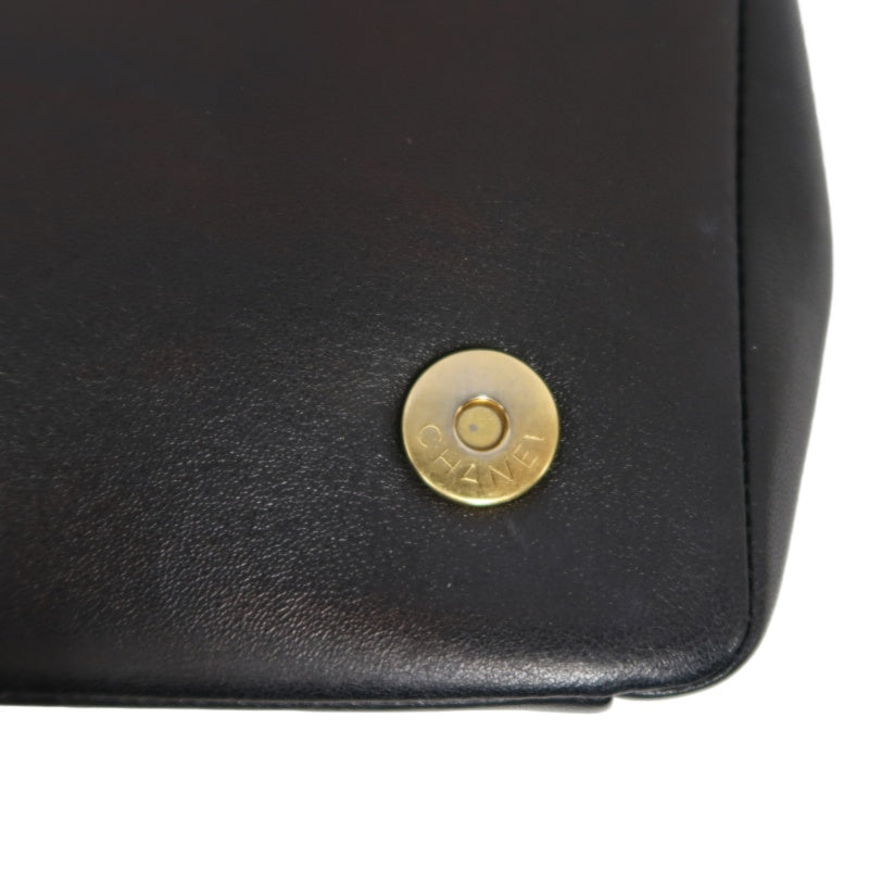 CHANEL Matelassé Chain Tote Shoulder Bag Lambskin Black Large Double CC Logo