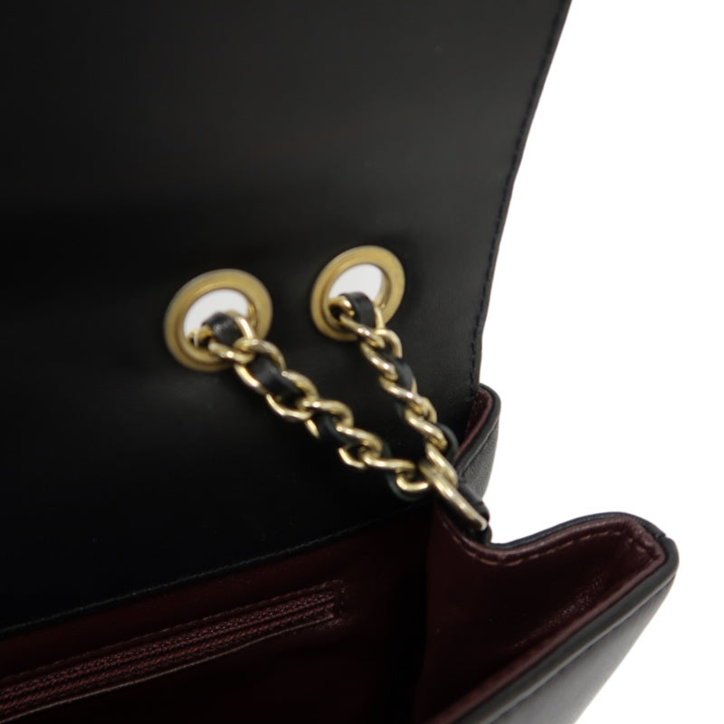 CHANEL Matelassé Chain Tote Shoulder Bag Lambskin Black Large Double CC Logo