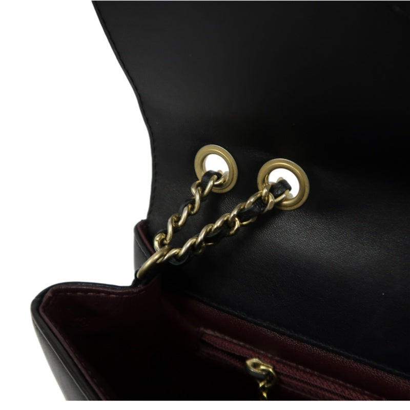 CHANEL Matelassé Chain Tote Shoulder Bag Lambskin Black Large Double CC Logo
