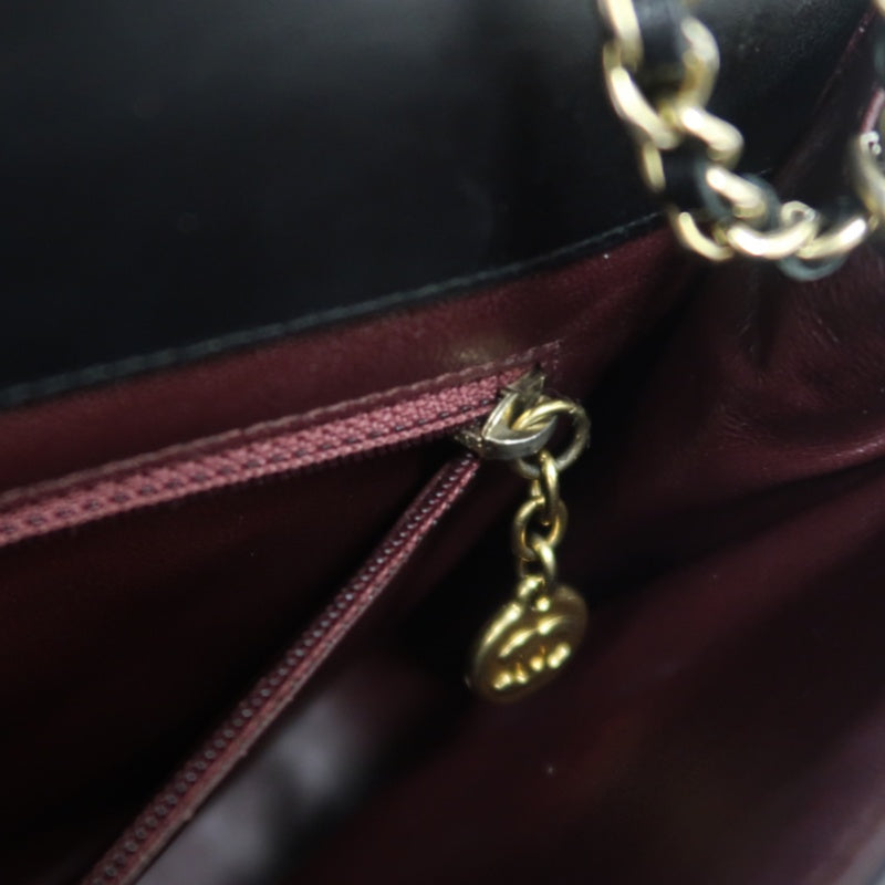 CHANEL Matelassé Chain Tote Shoulder Bag Lambskin Black Large Double CC Logo