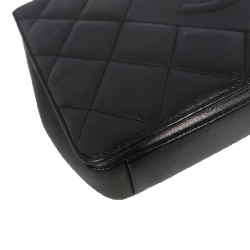 CHANEL Matelassé Chain Tote Shoulder Bag Lambskin Black Large Double CC Logo