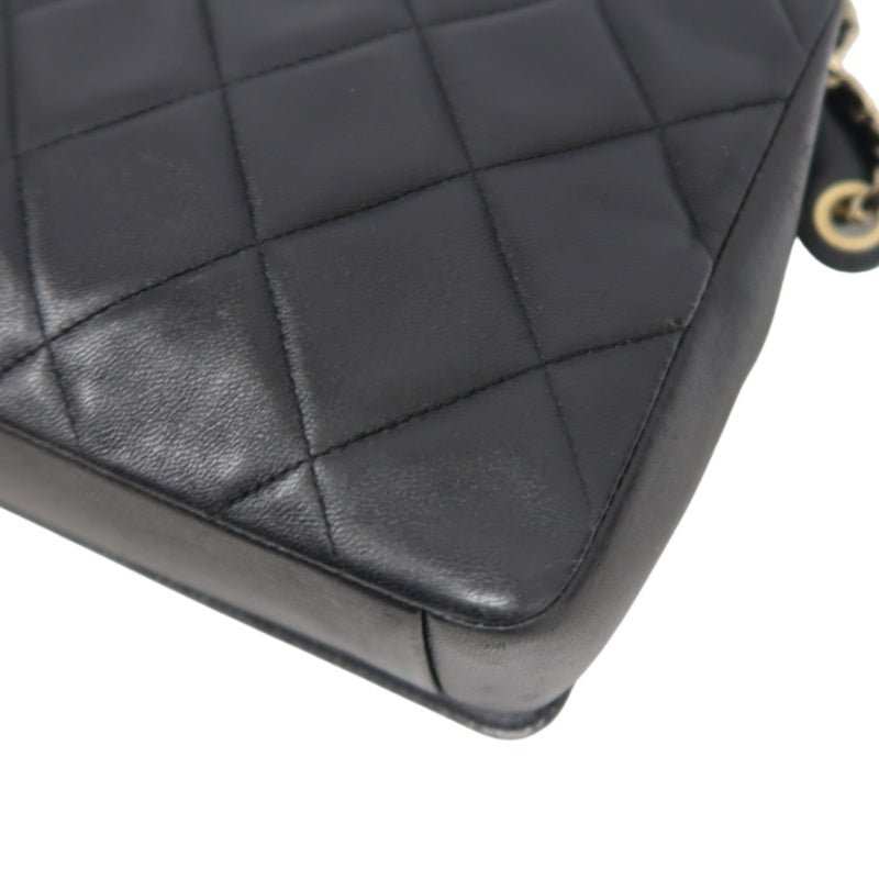 CHANEL Matelassé Chain Tote Shoulder Bag Lambskin Black Large Double CC Logo