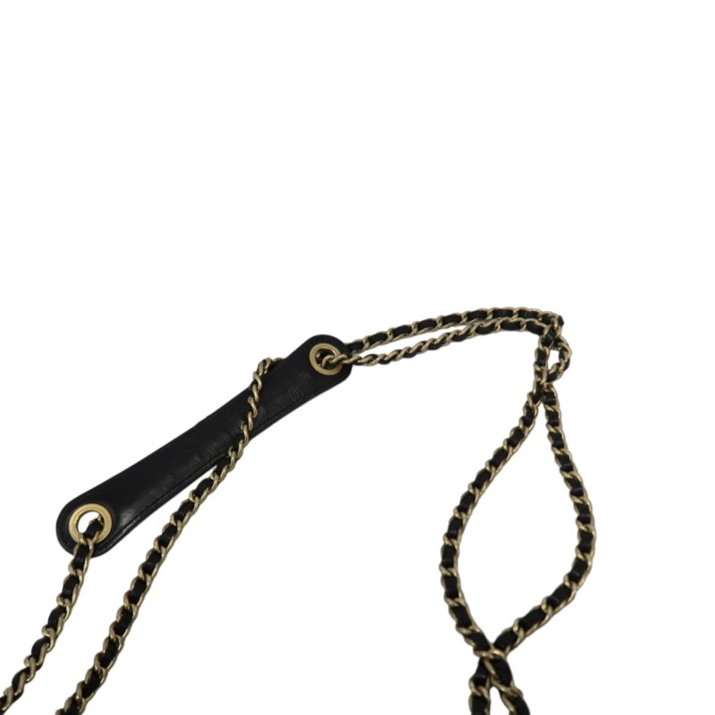 CHANEL Matelassé Chain Tote Shoulder Bag Lambskin Black Large Double CC Logo
