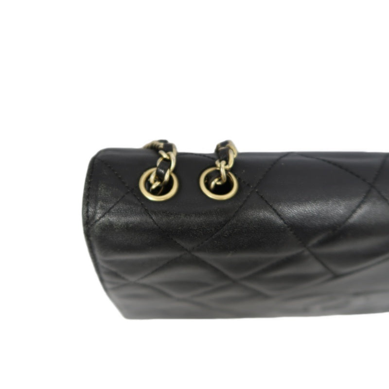 CHANEL Matelassé Chain Tote Shoulder Bag Lambskin Black Large Double CC Logo