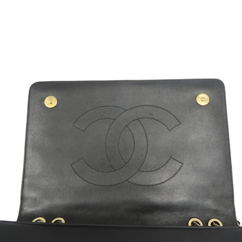 CHANEL Matelassé Chain Tote Shoulder Bag Lambskin Black Large Double CC Logo