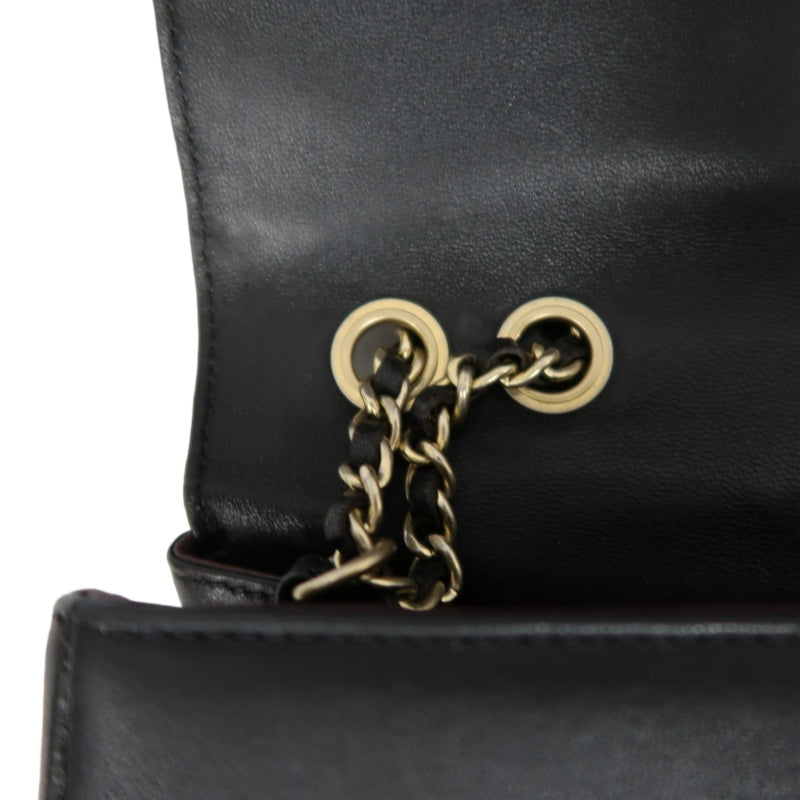 CHANEL Matelassé Chain Tote Shoulder Bag Lambskin Black Large Double CC Logo