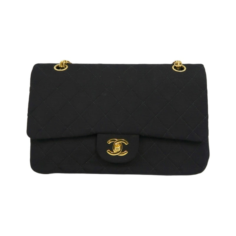 CHANEL CF Shoulder Bag Cotton Canvas Black Gold Hardware