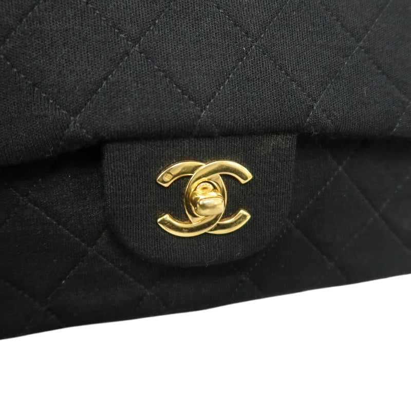 CHANEL CF Shoulder Bag Cotton Canvas Black Gold Hardware