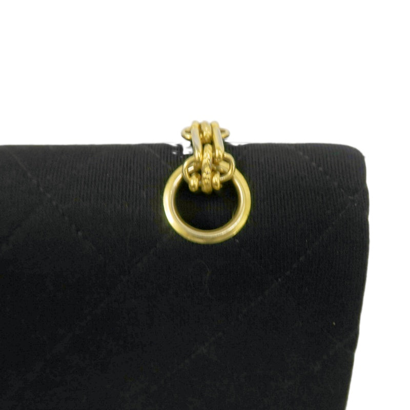 CHANEL CF Shoulder Bag Cotton Canvas Black Gold Hardware