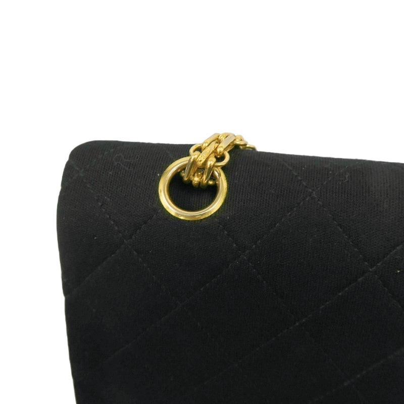 CHANEL CF Shoulder Bag Cotton Canvas Black Gold Hardware