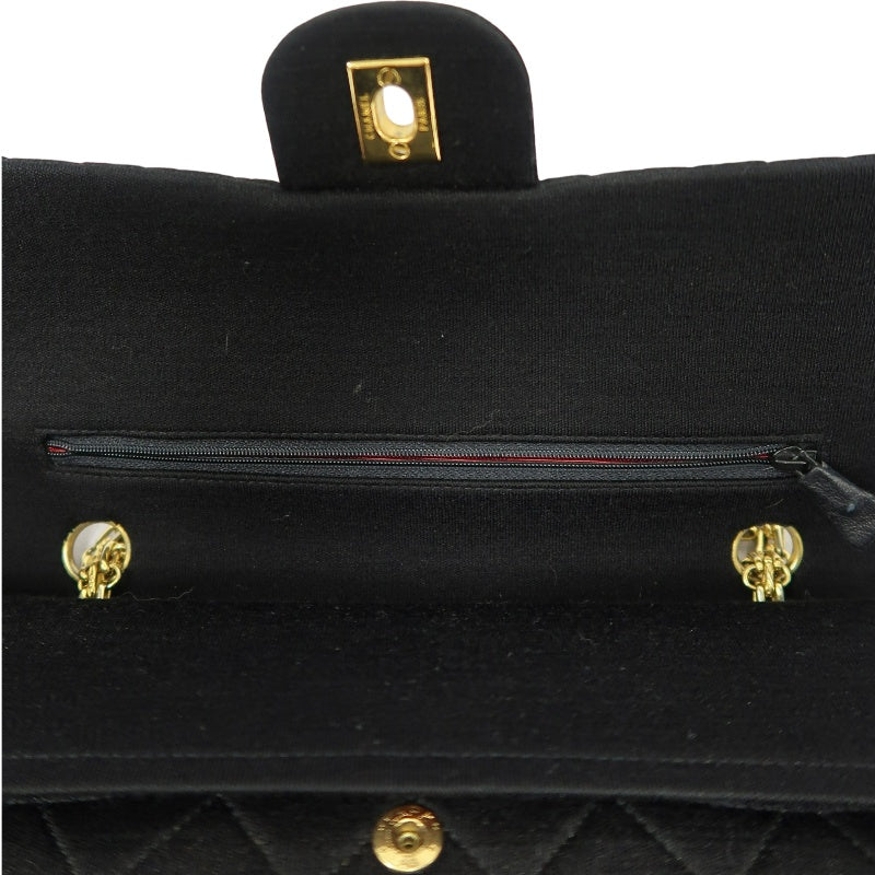 CHANEL CF Shoulder Bag Cotton Canvas Black Gold Hardware