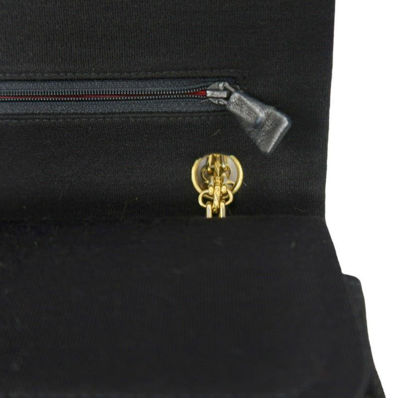 CHANEL CF Shoulder Bag Cotton Canvas Black Gold Hardware