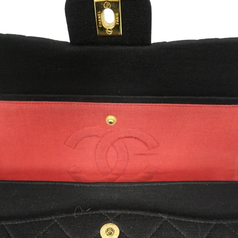 CHANEL CF Shoulder Bag Cotton Canvas Black Gold Hardware