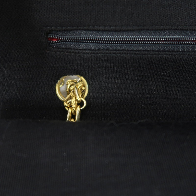 CHANEL CF Shoulder Bag Cotton Canvas Black Gold Hardware