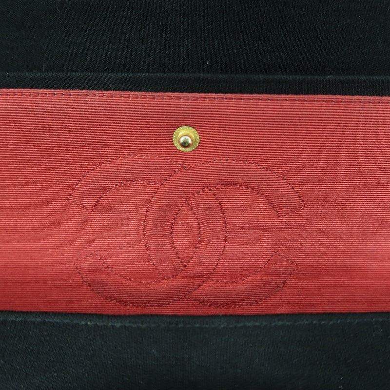 CHANEL CF Shoulder Bag Cotton Canvas Black Gold Hardware