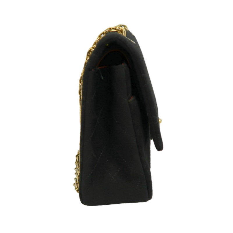 CHANEL CF Shoulder Bag Cotton Canvas Black Gold Hardware