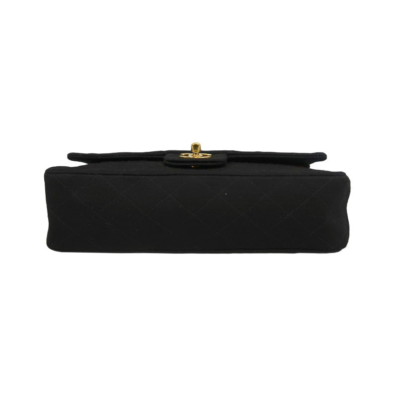 CHANEL CF Shoulder Bag Cotton Canvas Black Gold Hardware