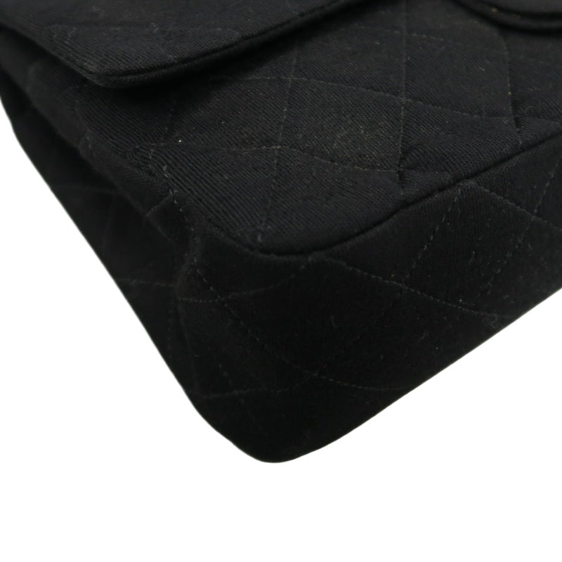 CHANEL CF Shoulder Bag Cotton Canvas Black Gold Hardware