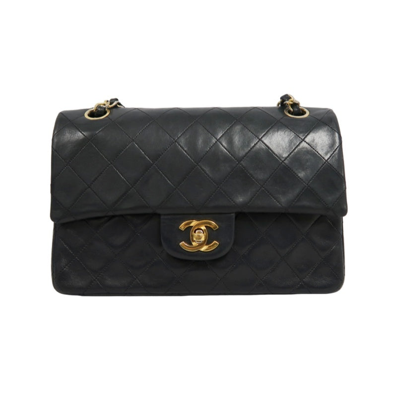CHANEL Matelasse Classic Flap Shoulder Bag Lambskin Black Gold Hardware