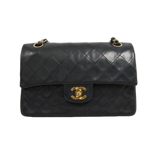 CHANEL Matelasse Classic Flap Shoulder Bag Lambskin Black Gold Hardware