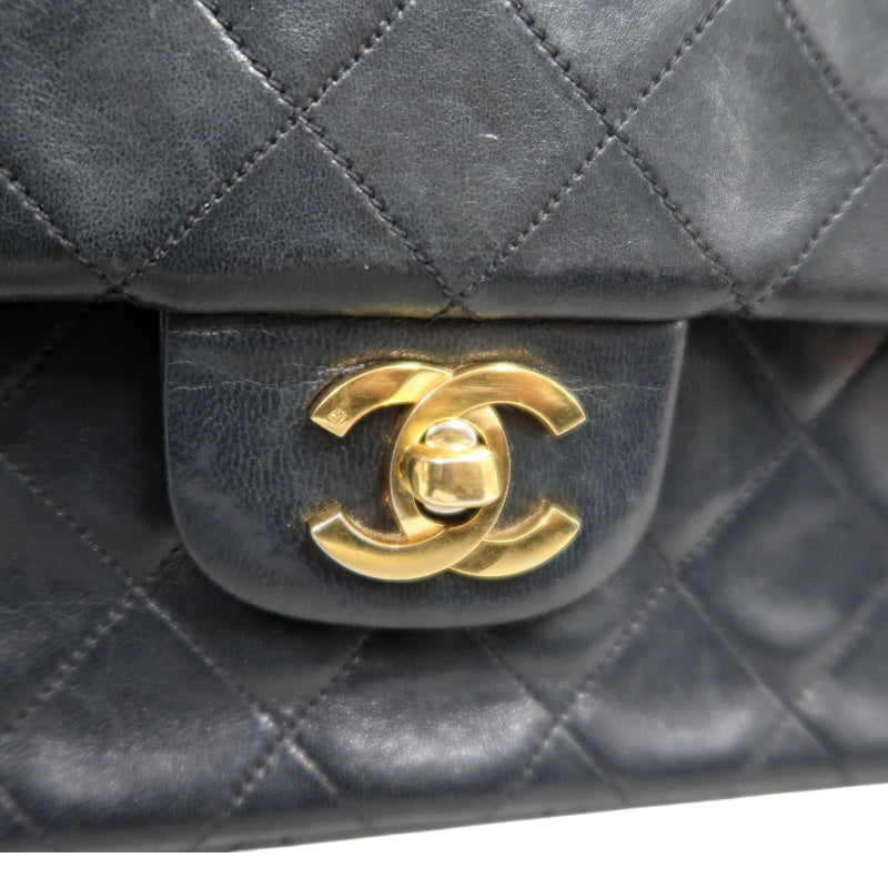 CHANEL Matelasse Classic Flap Shoulder Bag Lambskin Black Gold Hardware