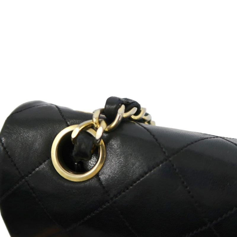 CHANEL Matelasse Classic Flap Shoulder Bag Lambskin Black Gold Hardware