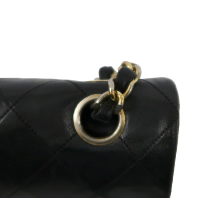 CHANEL Matelasse Classic Flap Shoulder Bag Lambskin Black Gold Hardware