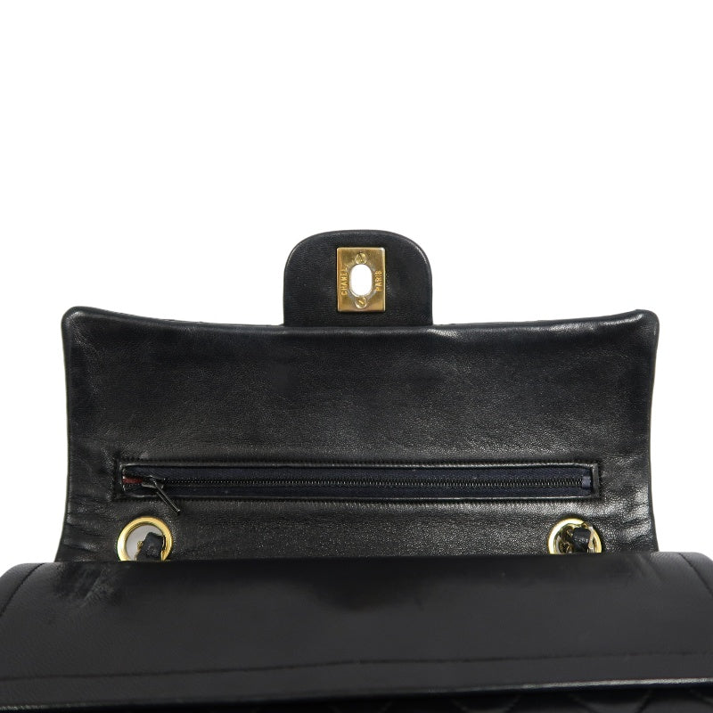 CHANEL Matelasse Classic Flap Shoulder Bag Lambskin Black Gold Hardware