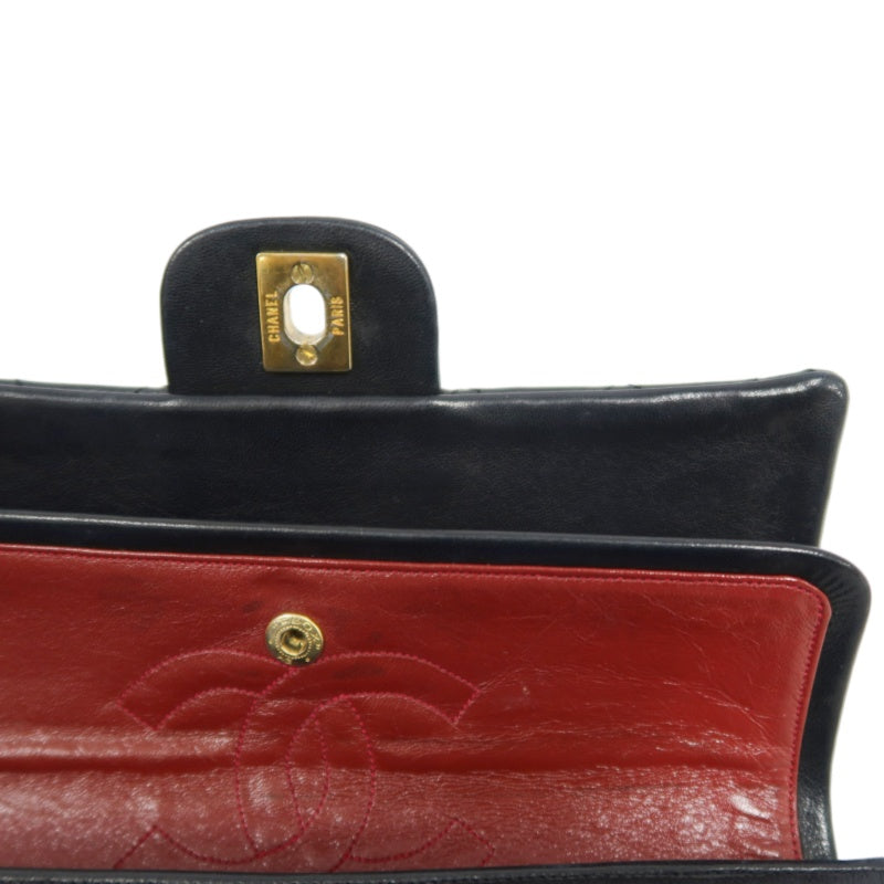 CHANEL Matelasse Classic Flap Shoulder Bag Lambskin Black Gold Hardware