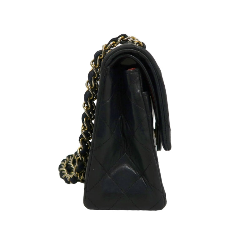 CHANEL Matelasse Classic Flap Shoulder Bag Lambskin Black Gold Hardware