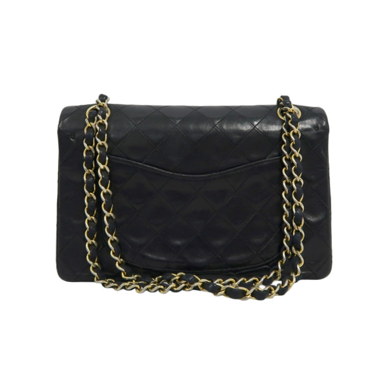 CHANEL Matelasse Classic Flap Shoulder Bag Lambskin Black Gold Hardware