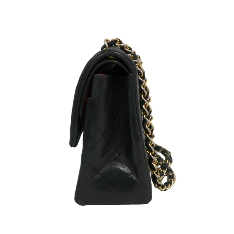 CHANEL Matelasse Classic Flap Shoulder Bag Lambskin Black Gold Hardware