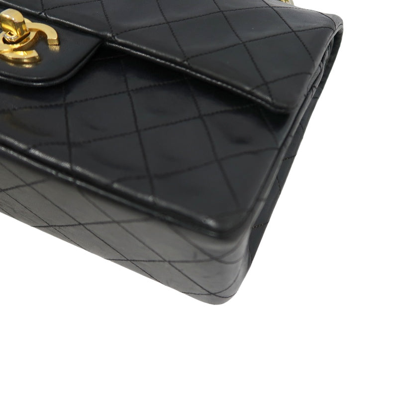 CHANEL Matelasse Classic Flap Shoulder Bag Lambskin Black Gold Hardware
