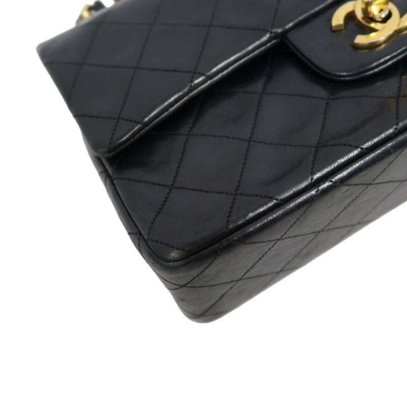 CHANEL Matelasse Classic Flap Shoulder Bag Lambskin Black Gold Hardware