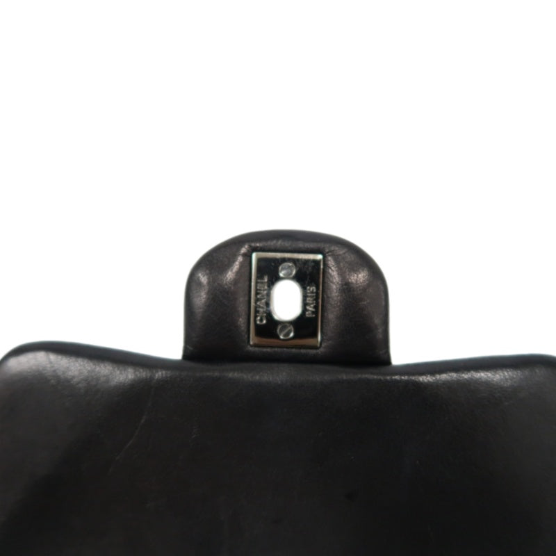 CHANEL Matelassé Square Mini Shoulder Bag Lambskin Black Silver Hardware