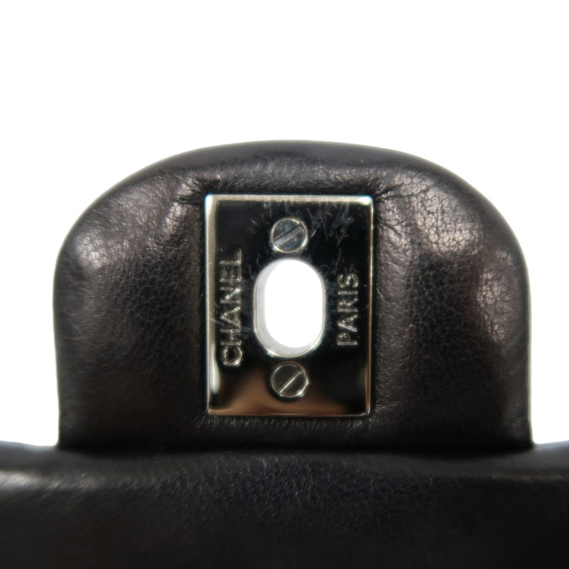 CHANEL Matelassé Square Mini Shoulder Bag Lambskin Black Silver Hardware