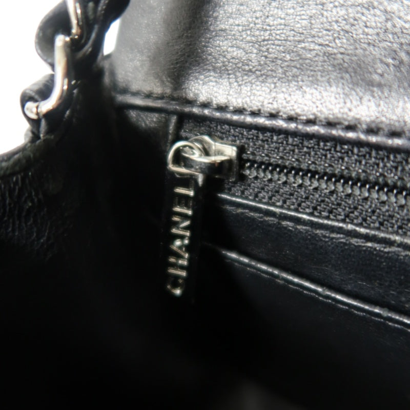 CHANEL Matelassé Square Mini Shoulder Bag Lambskin Black Silver Hardware