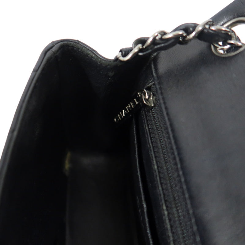 CHANEL Matelassé Square Mini Shoulder Bag Lambskin Black Silver Hardware